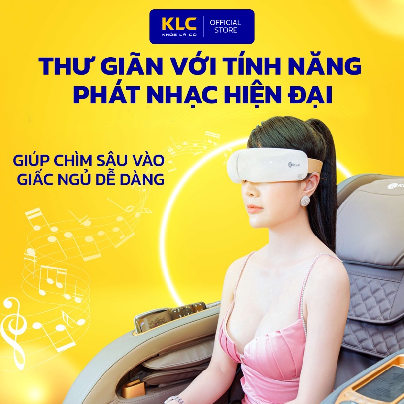 Máy massage mắt KLC, massage mắt công nghệ nhiệt hồng ngoại Bluetooth phát nhạc MP3, giúp dễ ngủ giảm stress
