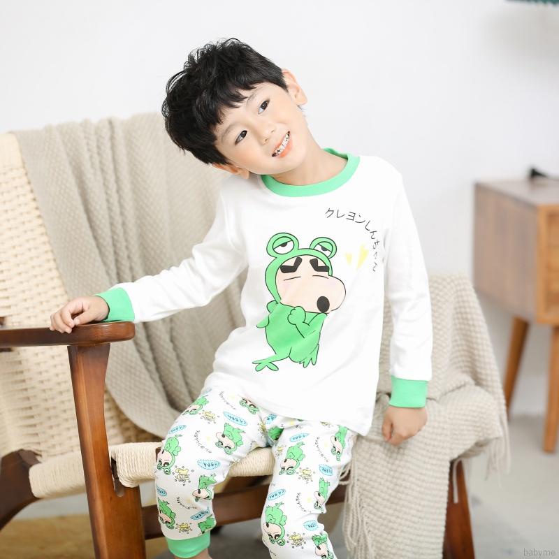 Set đồ ngủ 2 món gồm áo dài tay + quần dài in họa tiết hoạt hình cho cho bé trai/ bé gái