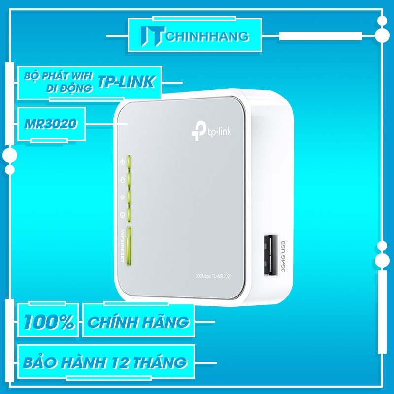 [Mã ELMS05 giảm 5% đơn 300k]Bộ Phát WiFi Di Động Tp-Link MR3020 Chuẩn N 3G/4G - Hàng Chính Hãng