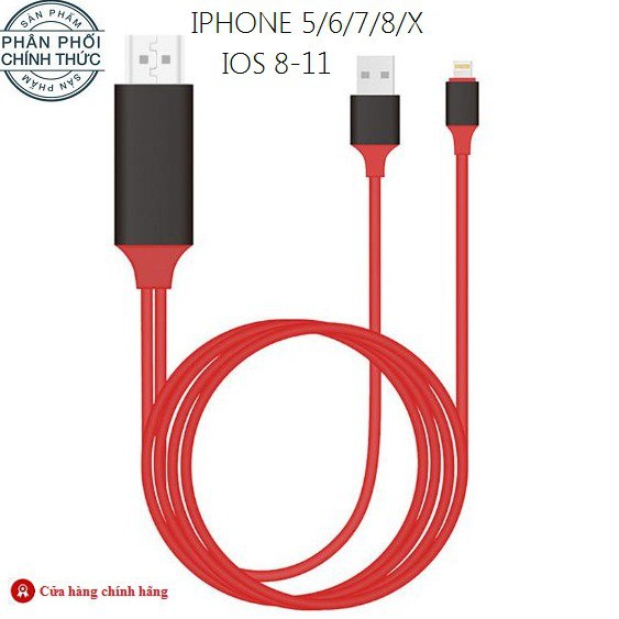 Cáp MHL chuyển tín hiệu từ Iphone 5/ 5S/ 6S/ 6 Plus/ SE lên Tivi -Cáp HDMI cho Iphone