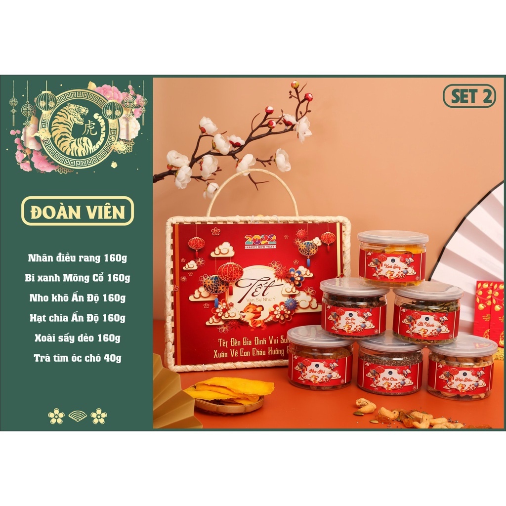 Quà tặng tết 2022 giỏ quà Đoàn Viên 6 món quà sức khỏe ý nghĩa by Tiệm nhà Mơ (set 2)