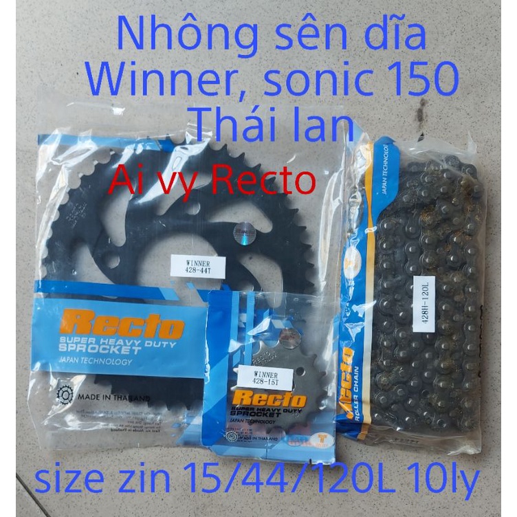 Nhông sên dĩa Winner/Sonic Recto, size zin, sên 10 ly