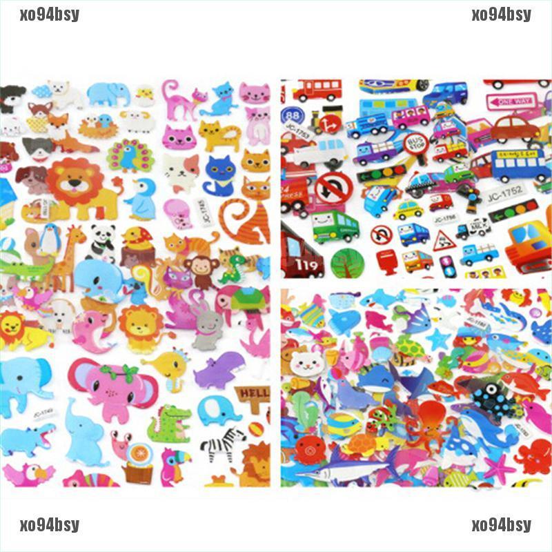 [xo94bsy]5 Sheets Cute Cartoon Scrapbooking Bubble Puffy Stickers Reward Kids Gi