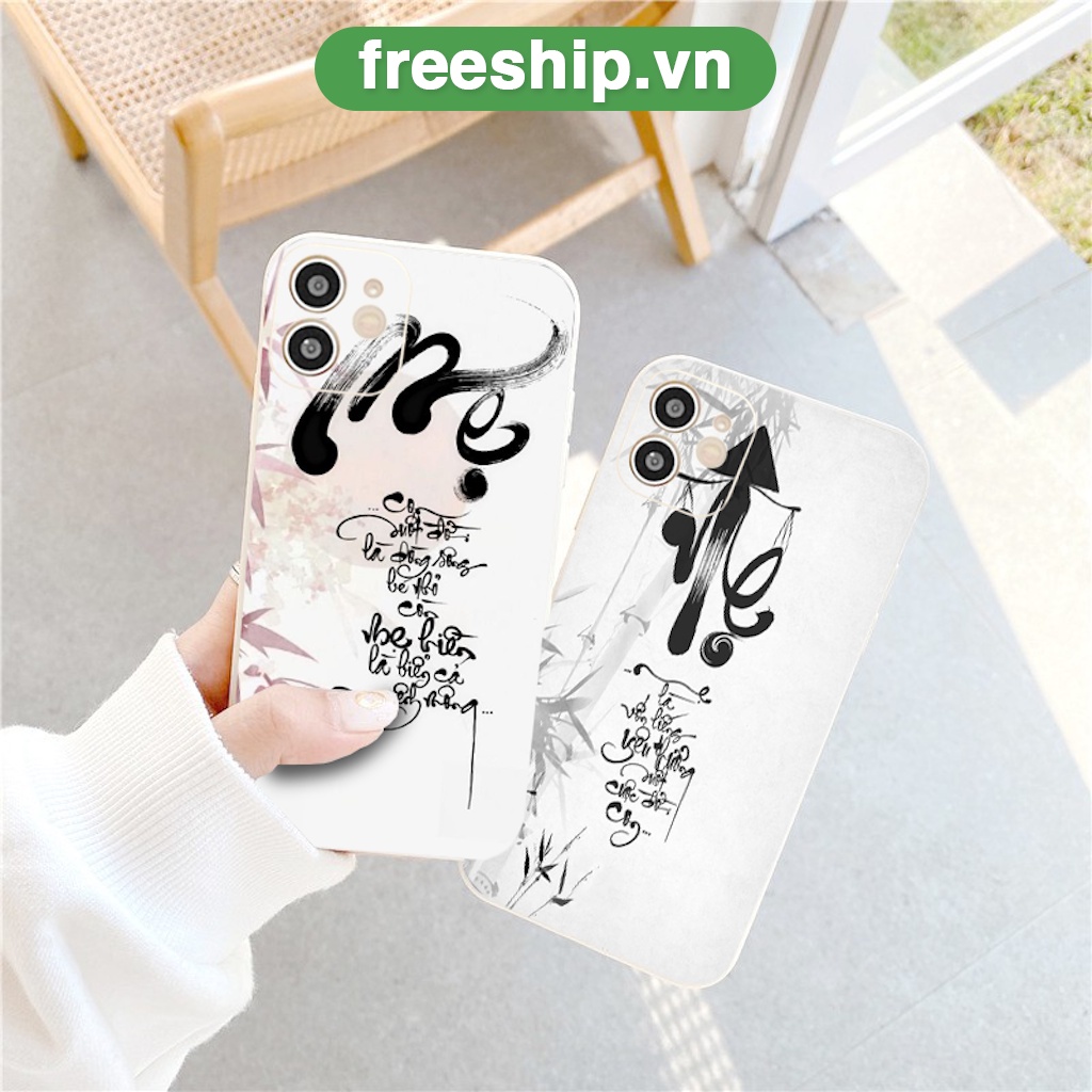 Ốp điện thoại iphone 6/6s/xr/xsmax/x/xs/11/12/13/pro/promax ốp lưng iphone câu ca dao về Mẹ ý nghĩa viền vuông BVC