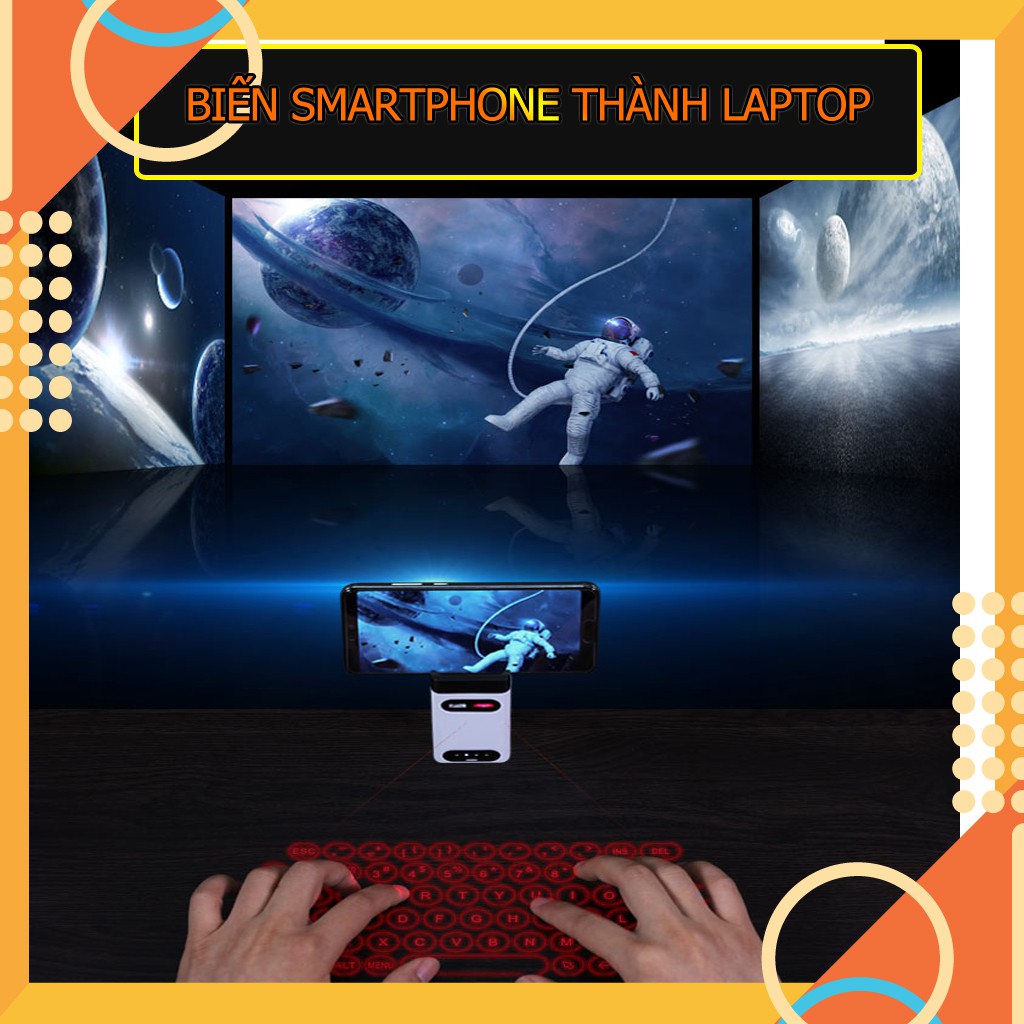 Bàn Phím Laser Ảo Kiêm Sạc Dự Phòng Đế Điện Thoại BPLA01 Màu Trắng Tiện Lợi Cho Người Hay Làm Việc Bên Ngoài Văn Phòng