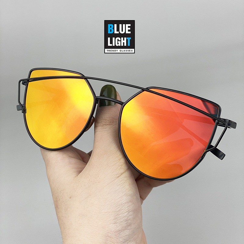 Kính Râm Mát Nam Nữ Mắt Mèo Đen, Tráng Gương Đỏ, Xanh Dương - BLUE LIGHT SHOP
