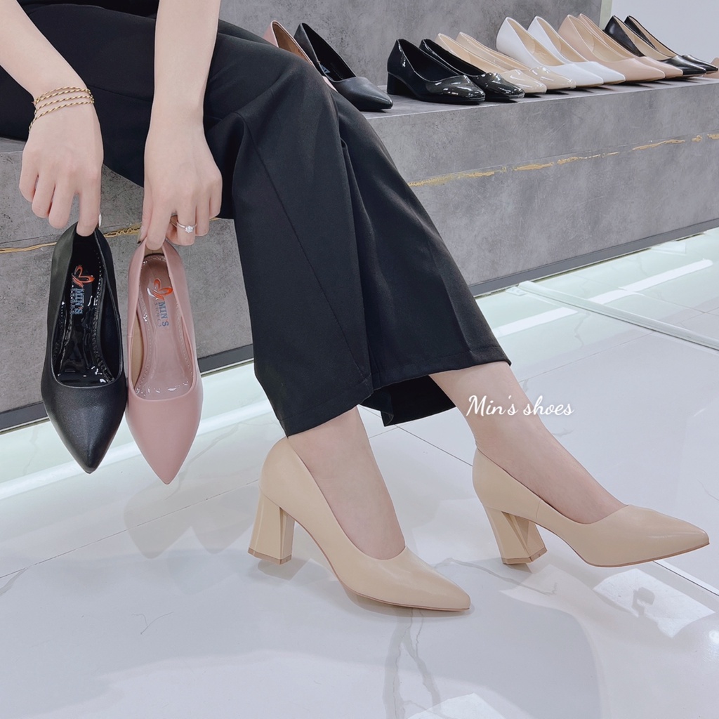 Min's Shoes - Giày Gót Vuông Da Mềm Cao Cấp V244