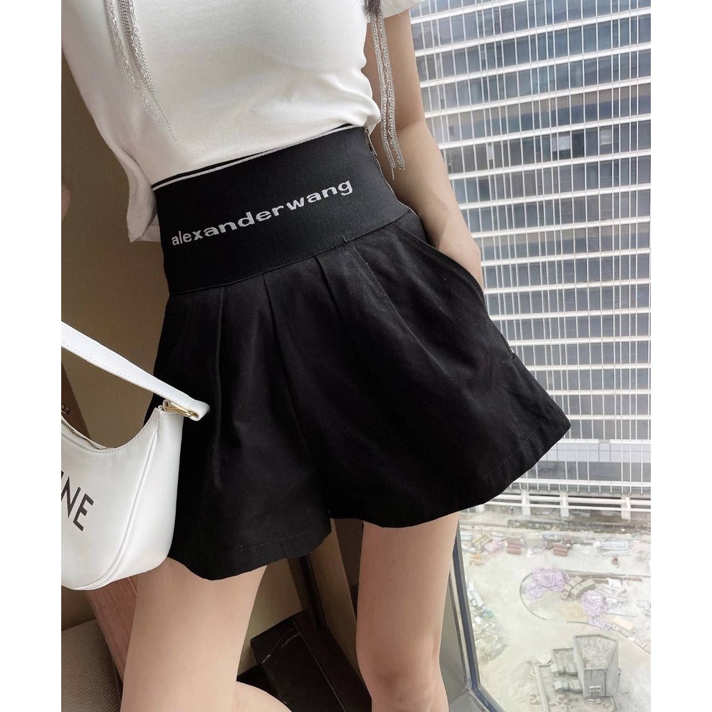 Quần Short Lưng Cao Ống Rộng Có Khóa Kéo Thời Trang Cho Nữ