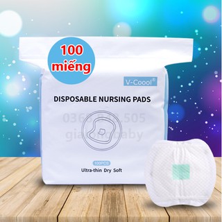 Bịch 100 miếng lót thấm sữa vcool cao cấp, miếng lót mềm mại siêu mỏng, an toàn cho mẹ và bé