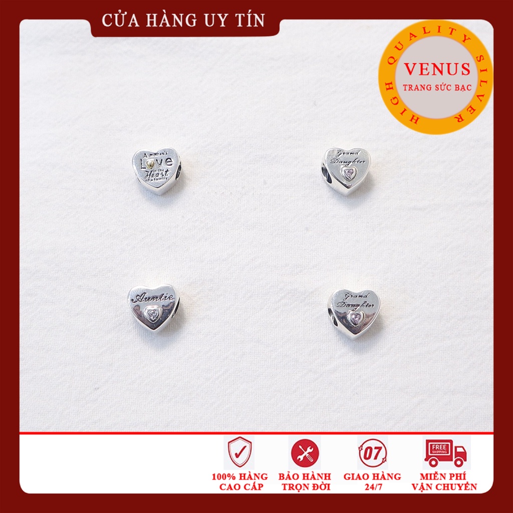 [Charm bạc 925 cao cấp] Charm tim khắc tê gia đình- Mã sản phẩm VENUSS4