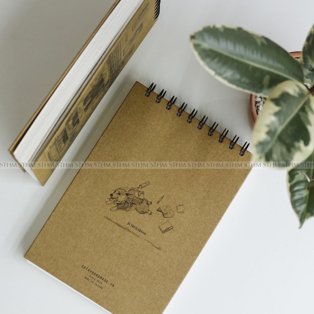 Bí sketchbook - 65 tờ kem 190gsm - Bìa bồi carton - [sotayhandmade.vn]