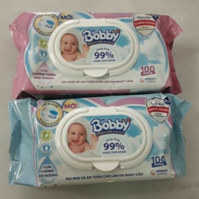 Combo 12 gói khăn ướt Bobby 100 tờ