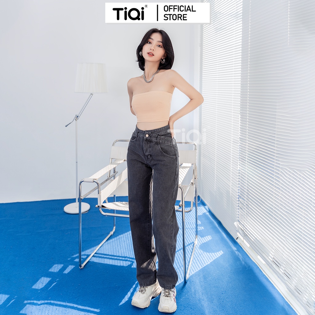 Quần jean ống rộng nữ lưng cao màu đen hack dáng TiQi Jeans B2-225 | BigBuy360 - bigbuy360.vn