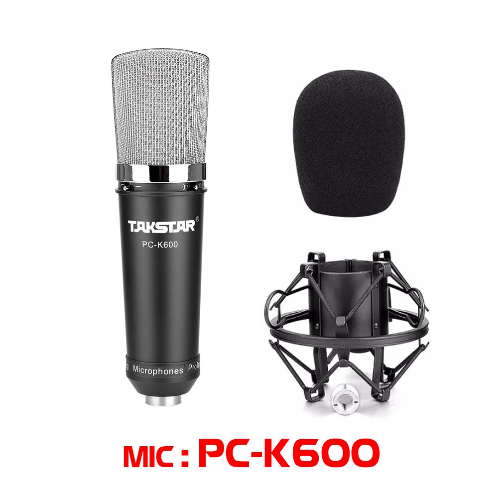 [Mã ELTECHZONE giảm 5% đơn 500K] Combo mic thu âm, livestream Takstar PC K600, Soundcard XOX KS108 [BH 1 NĂM]