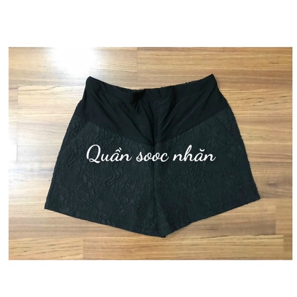 Quần short bầu_quần sooc dập nổi 3D xốp phồng hàng đẹp có chun chỉnh tiện lợi