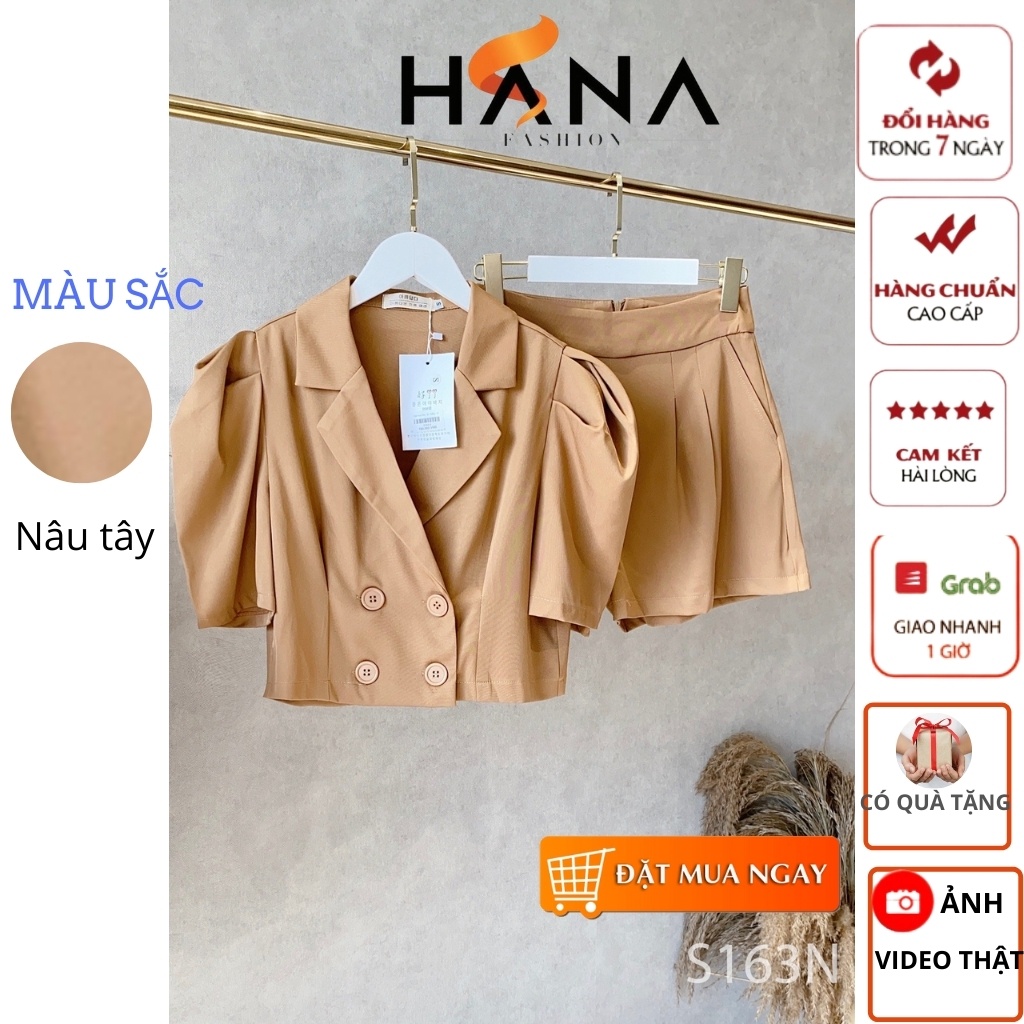 Set vest blazer quần short mặc đi làm đi chơi đều đẹp thiết kế Hana - S163 | BigBuy360 - bigbuy360.vn