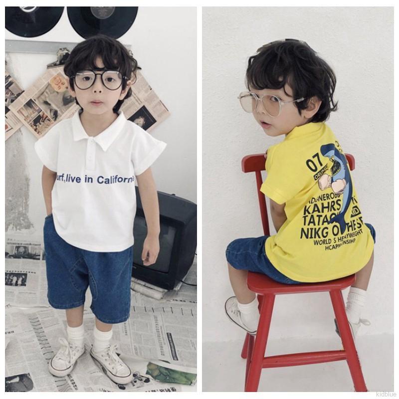 Bộ Áo Ba Lỗ In Chữ Và Quần Đùi Denim Dành Cho Bé Trai
