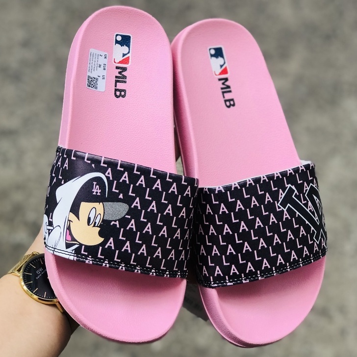 Dép unisex 𝐌𝐋𝐁 𝗡𝗬 ❤️FREESHIP + Hộp❤️ dép mlb quai ngang thể thao nữ in 𝐌𝐢𝐜𝐤𝐞𝐲 nhiều màu, mc để IP siêu bền, 𝐌𝐋𝐁-𝐌𝐢𝐜𝐤𝐞𝐲