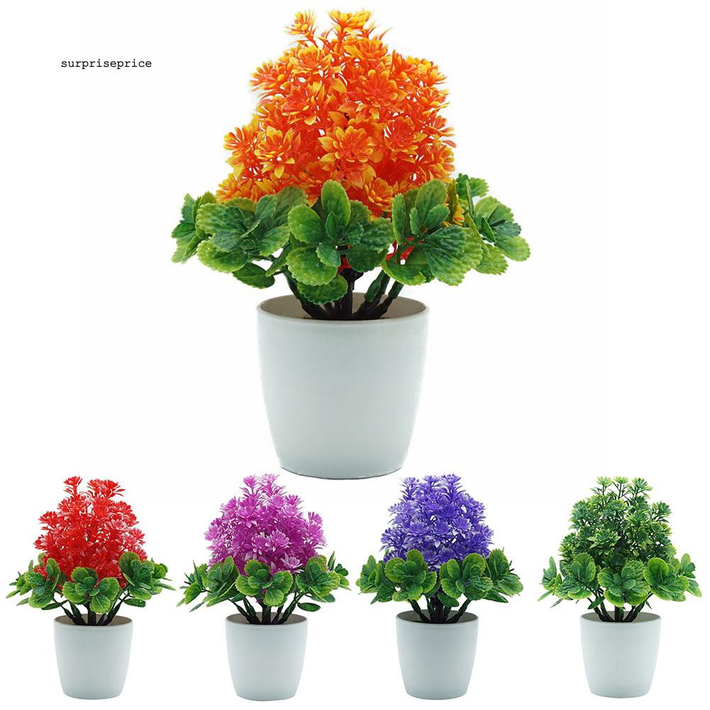 Hoa giả kèm chậu thiết kế đẹp mắt nhiều màu sắc tùy chọn trang trí đa dụng