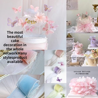 Phụ Kiện Trang Trí Bánh Kem Nhiều Kiểu Tùy Chọn Bằng Vải Acrylic Đính Ngọc Trai Nhân Tạo
