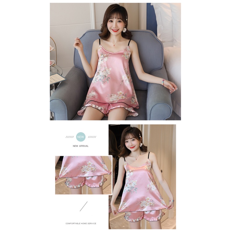 Đồ ngủ nữ 2 dây mặc nhà đẹp có mút ngực họa tiết dễ thương siêu mát mẻ - P4