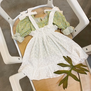 Set áo váy hoa cho bé 10 đến 25kg MICK AND MILK, Set đầm hoa bé gái vintage mùa thu đông