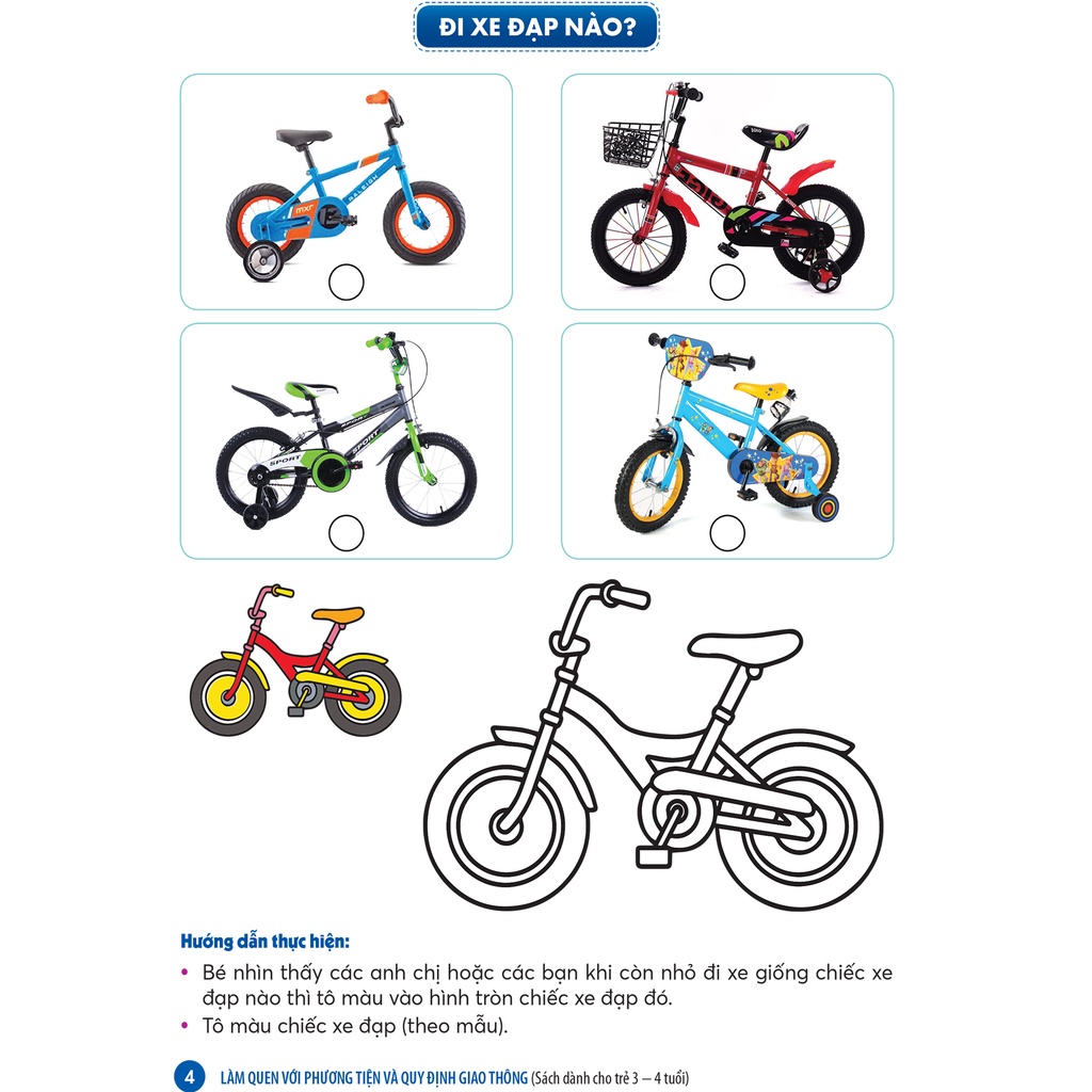 Sách Làm quen với phương tiện và quy định giao thông - Sách mầm non cho trẻ 3 - 4 tuổi