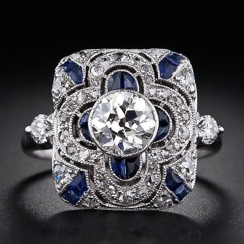 Sapphire 925 sterling silver ring female boutique jewelry engagement ring platinum plating high-end jewelry gift