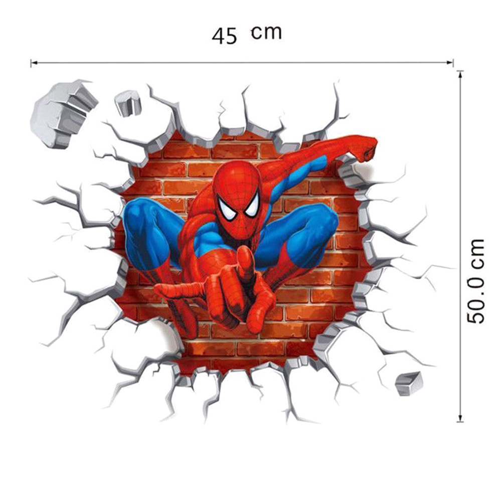 Sticker dán tường họa tiết 3D hình các siêu anh hùng trong Marvel Avengers dùng trang trí phòng trẻ nhỏ
