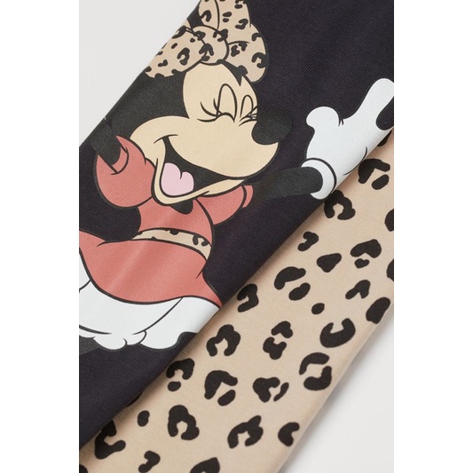 Set 2 quần legging da báo và Minnie