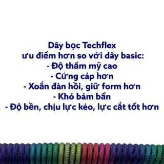 Dây cáp bàn phím cơ custom bọc TECHFLEX USA chính hãng - Dây xoắn - 15cables - Custom cable