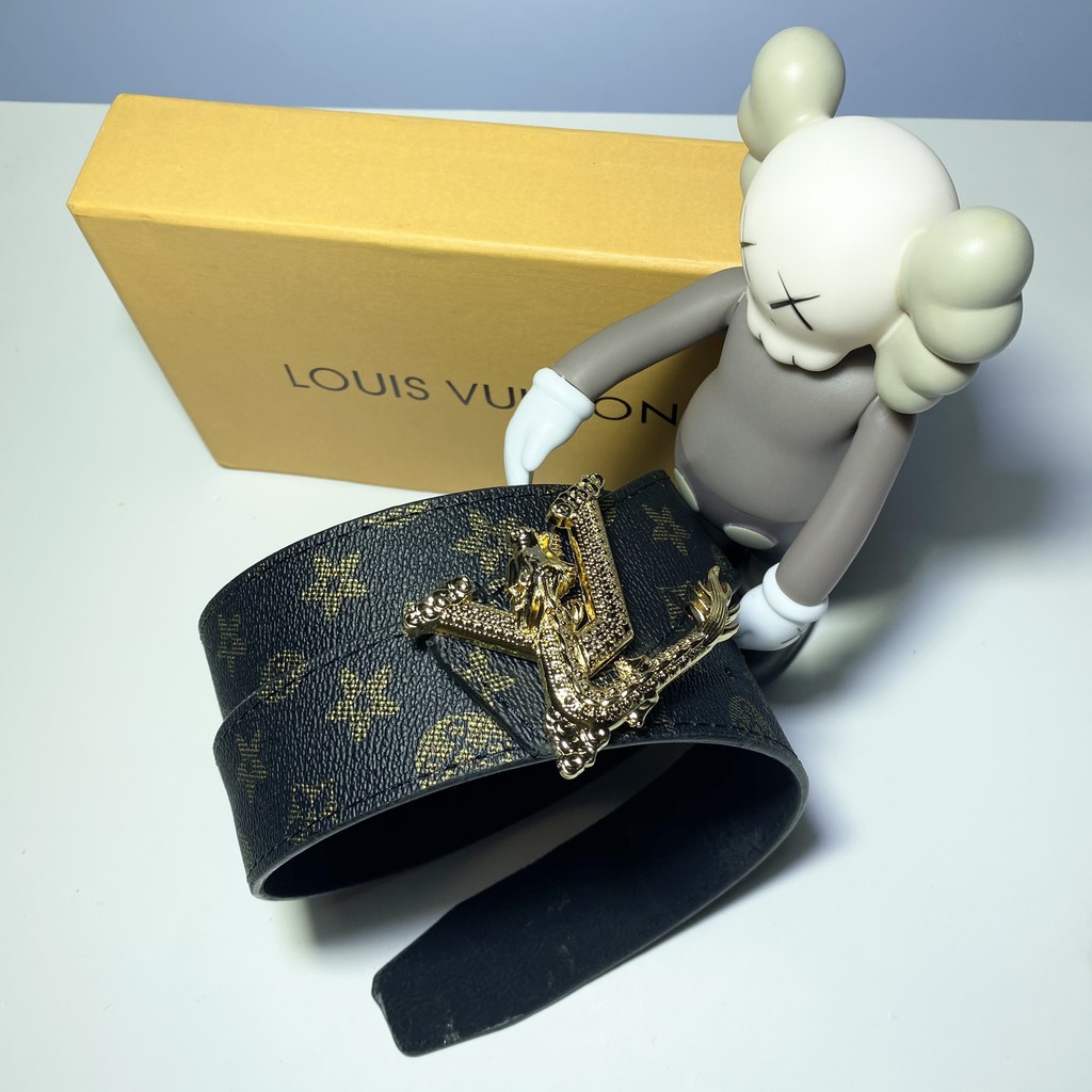 Thắt lưng 🎗️ FULLBOX BILL GIẤY GÓI 🎗️ Dây lưng Dây nịt Belt Da Hoa Thị Louis Vuitton mặt rồng vàng IB