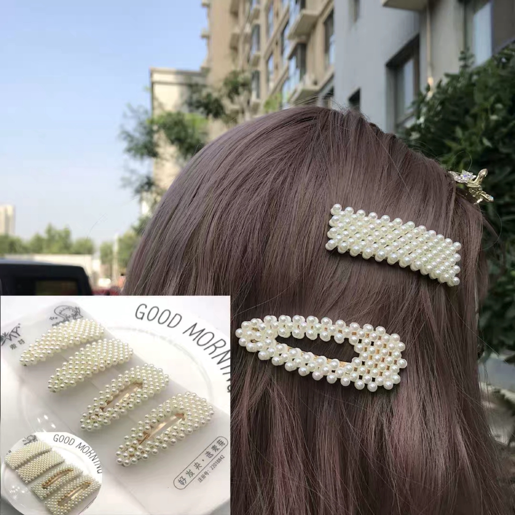 Kẹp tóc đính ngọc trai giả thời trang Hàn Quốc