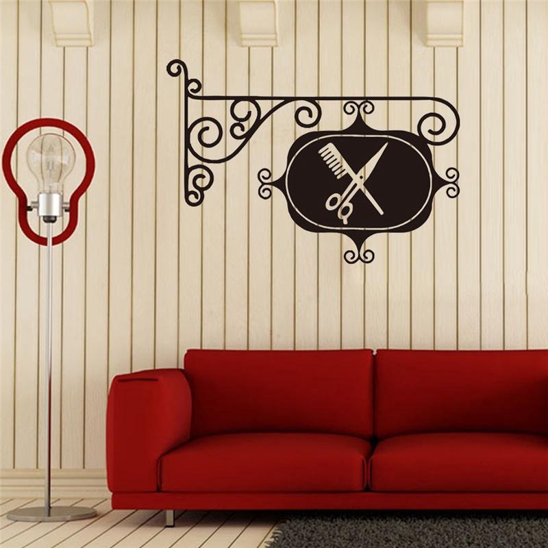 Miếng dán tường hình cây kéo và lược trang trí hoa lụa gương tròn hồ cá mini trang trí chụp ảnh tranh đính đá chỉ lụa