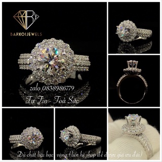Nhẫn moissanite: Chủ Moissanite 7,2ly+ Tấm Moissanite; Bạc mạ bạh kim TUYỂN NHỮNG VIÊN MOISSANITE ĐẸP NHẤT