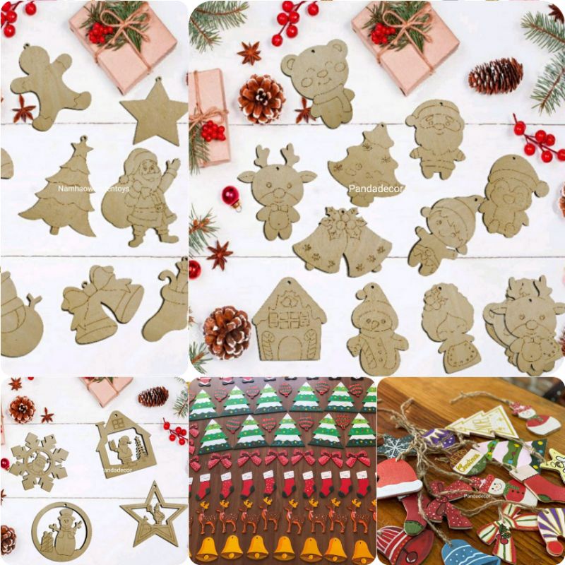 Sỉ,lẻ Bộ, sét trang trí Noel, ☃️decor tô màu gỗ quà Noel ⛄ bé thỏa sức sáng tạo