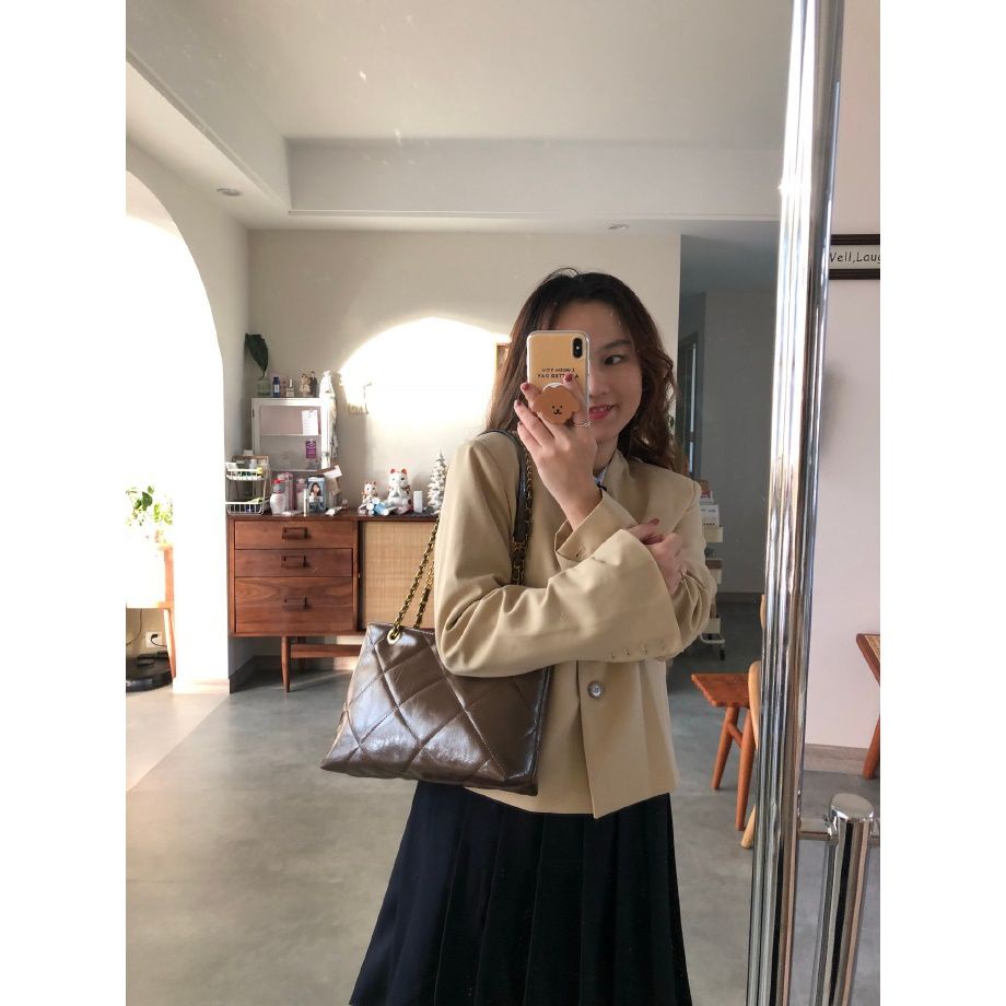 Kết Cấu Da Cừu Giả Cao Cấp!Túi Xách Phối Dây Xích Thiết Kế Cá Tính Thời Trang