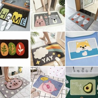 Thảm lau chân trang trí 40x60 cm, thảm chùi chân mặt lông cừu 3d trang trí có chống trượt mặt dưới
