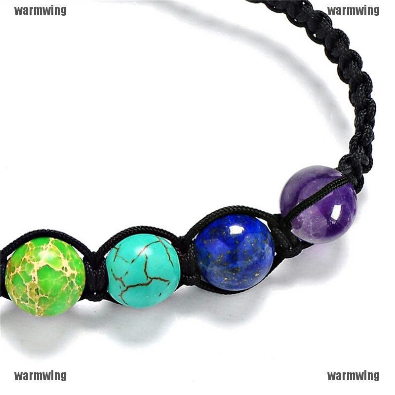 Vòng Tay Chuỗi Hạt Đá Núi Lửa Chakra 7 Màu