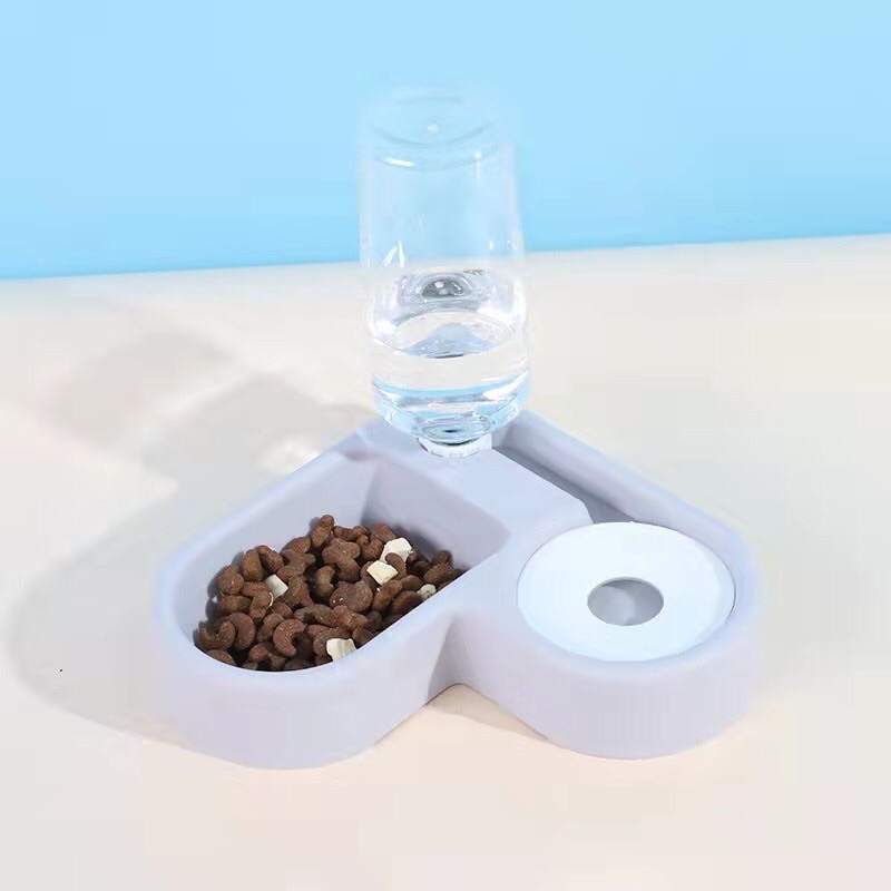 Bát Ăn Uống Tự Động Cho Chó Mèo 🐾 Bát ăn Chữ L Trái Tim Để Góc Tường 2in
