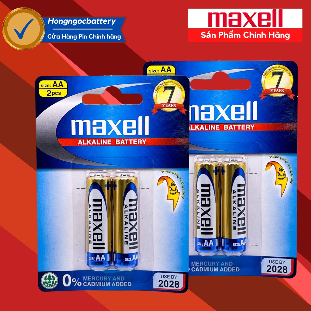 Vỉ 2 Viên Pin AA - AAA ( Pin Tiểu ) Maxell Alkaline - Chính Hãng