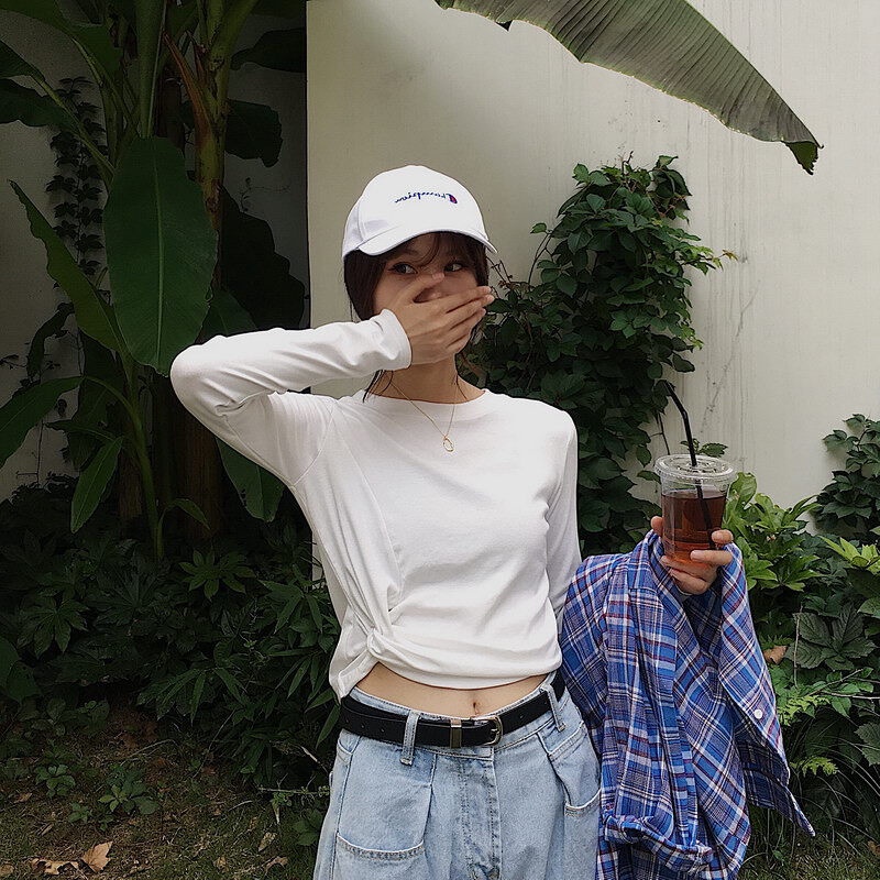 Áo thun mỏng IELGY tay dài màu trơn dễ phối đồ thời trang cho nữ