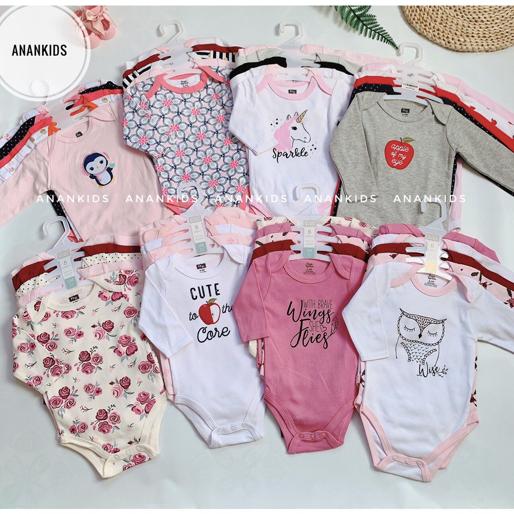 Bộ Bodysuit Body Chip Dài Tay Xuất Mỹ Cho Bé Trai Bé Gái