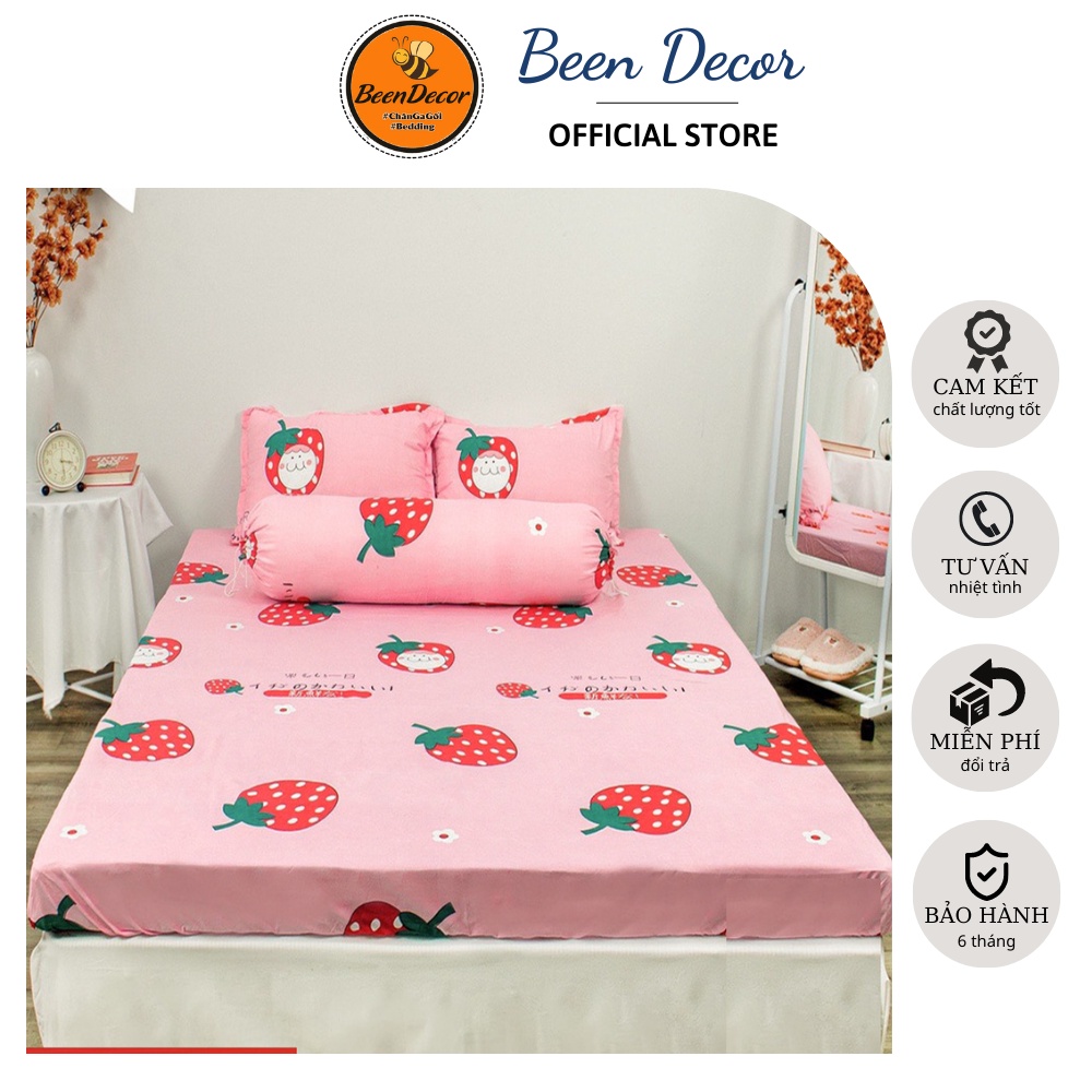 [SIÊU RẺ]  Bộ Ga Gối Poly cotton Mẫu Dâu Nhật Gồm Ga Chun và Vỏ Gối Nằm [Nhắn tin chọn mẫu với shop] !!!