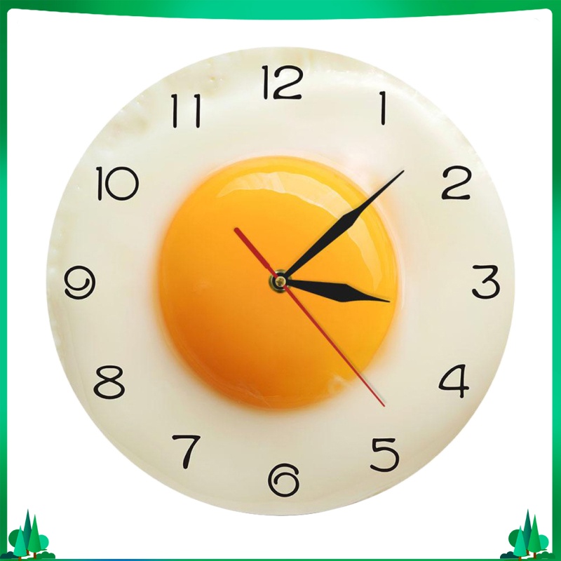 Wall Clock,Breakfast Food Poached Egg Dining Room Wall Watch,Fried Egg Kitchen Quartz for Family/Restaurant/Coffee Shop/Bathroom/Children\'s Room