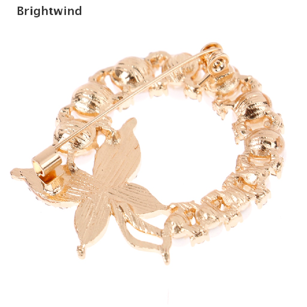 [Brightwind] Pearl Rhinestone Wreath Butterfly Brooch Women Weddings Office Brooch Pins Gifts Hot Sell