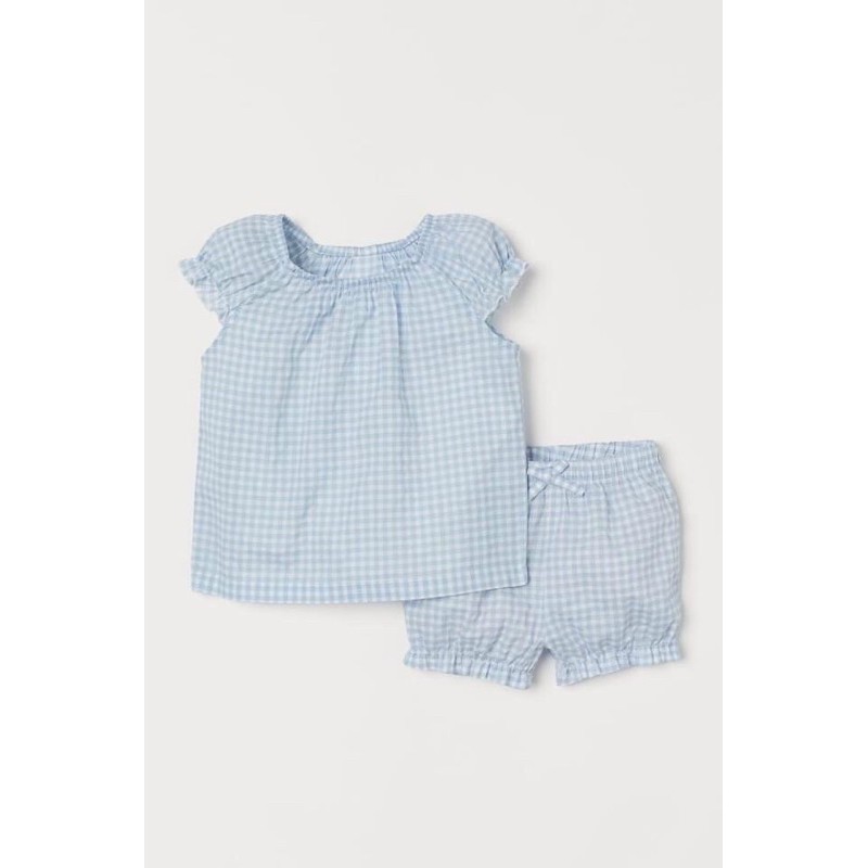 Set bộ H&M kẻ thô mỏng mềm mát cho bé gái