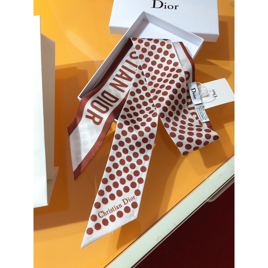 Khăn Choàng Cổ / Khăn Tay / Túi Xách Họa Tiết Chấm Bi Phối Ruy Băng Lụa Màu Xanh Navy Thiết Kế Ấn Tượng Cho Nữ