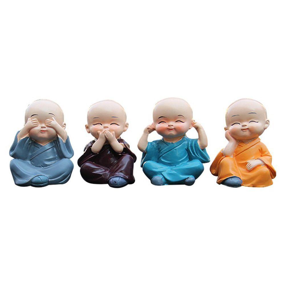 Set 4 Tượng Chú Tiểu Hoạt Hình Ngộ Nghĩnh Dùng Để Trang Trí Nội Thất Xe Ô Tô