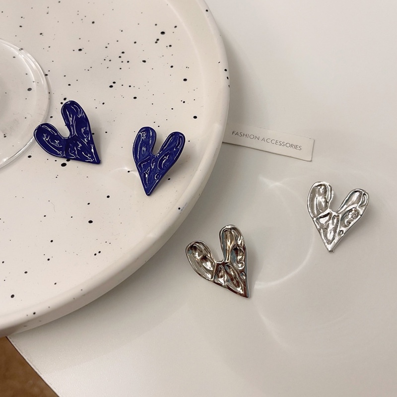 Bông Tai Mạ Bạc 925 Hình Trái Tim Đơn Giản Phong Cách Mới F533